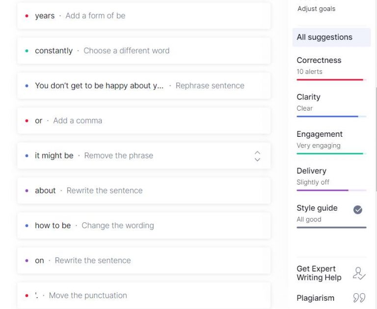 grammarly features